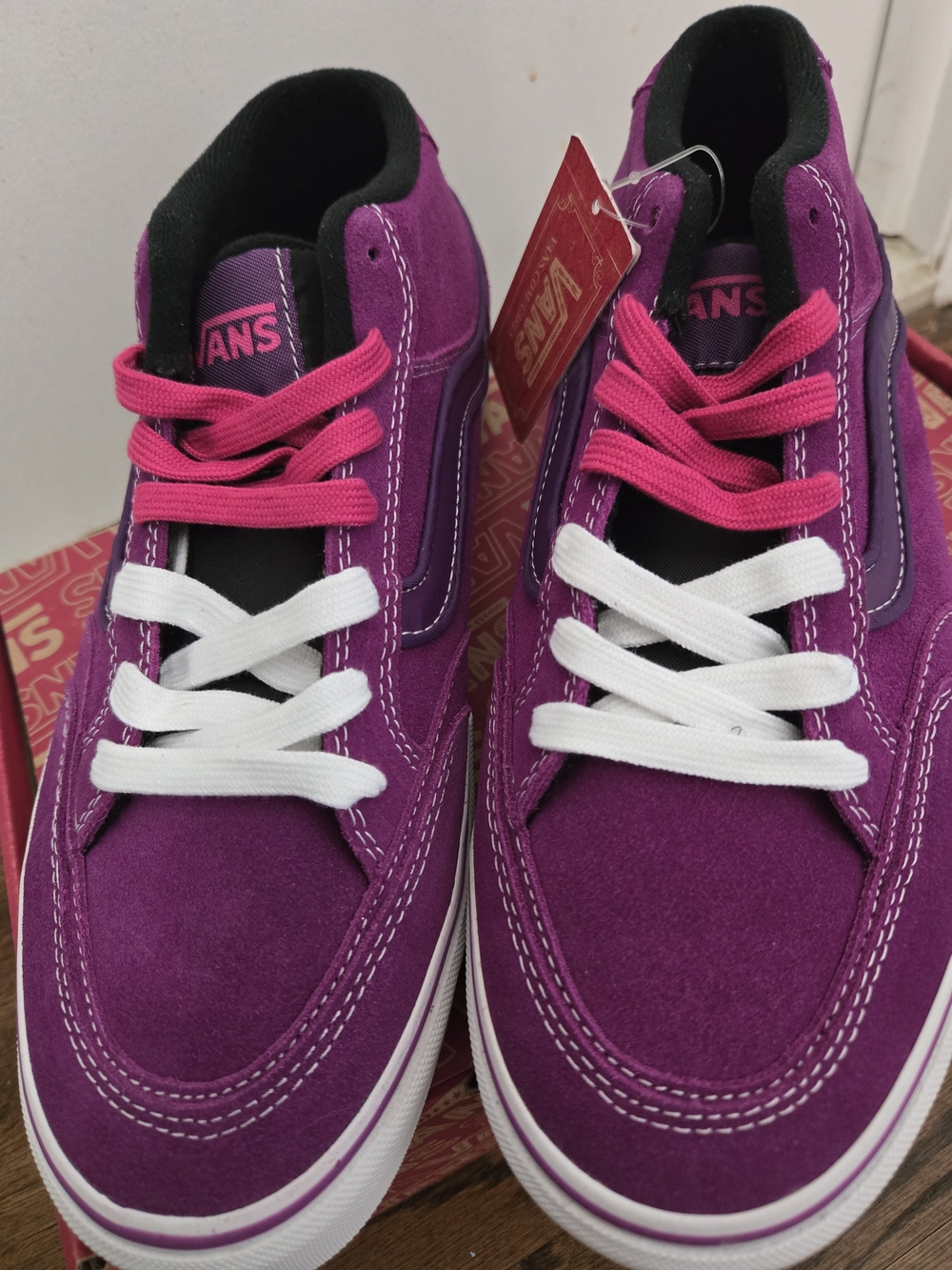 Vans Women’s Purple Suede Mid-Top Sneakers with Pink Accents